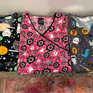 Lot CUTE Halloween Scrub MEDIUM Tops Zoe + Chloe and Tasha + Me